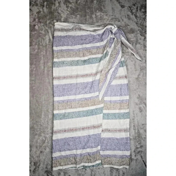 ZARA Sarong Striped Wrap Skirt Tie Waist Multi-Color Boho Size M Medium - Picture 9 of 13